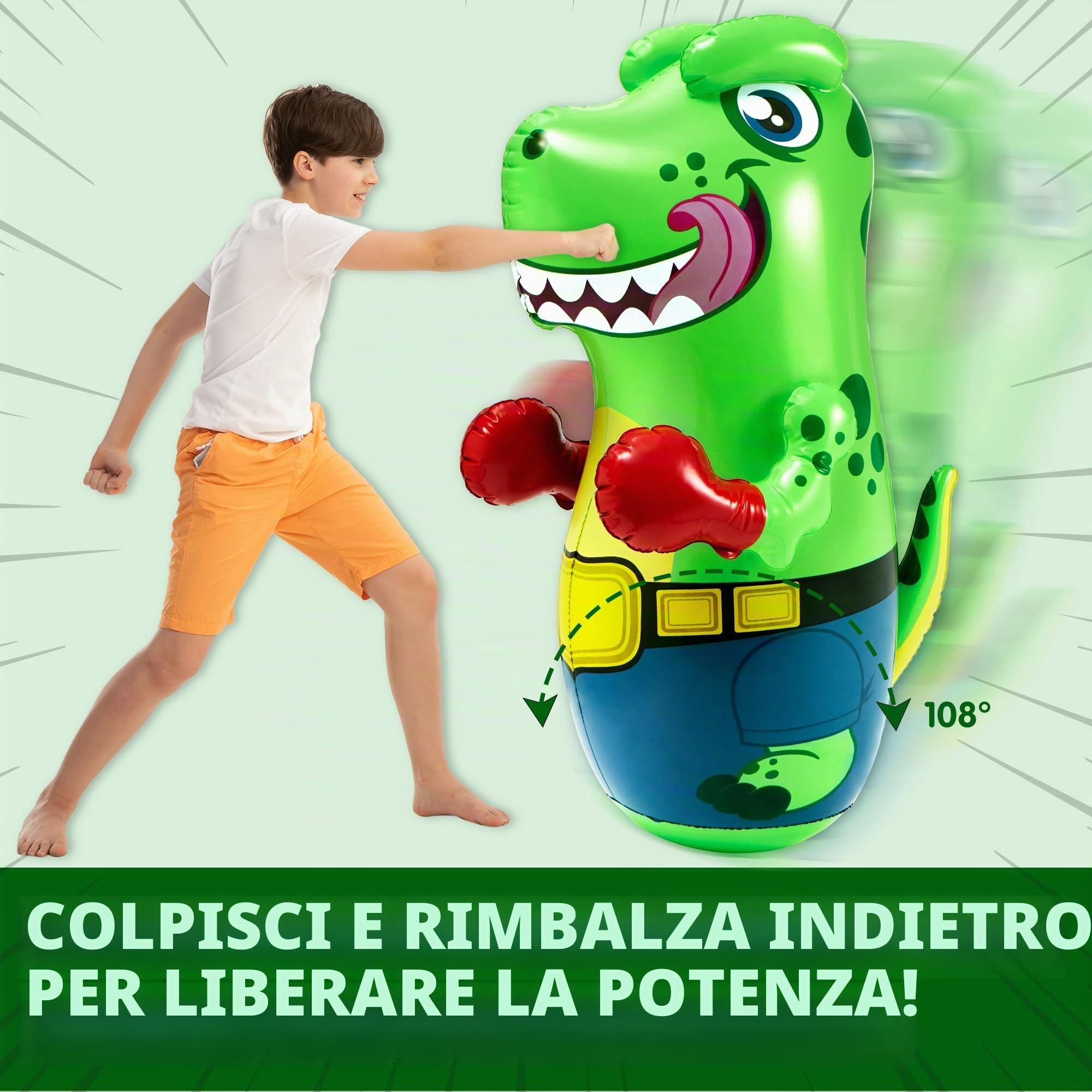 JOYIN Dinosauro T-Rex Gonfiabile Bopper 47 Pollici, Sacco da Boxe per Bambini con Azione di Rimbalzo, Sacco da Boxe Gonfiabile per Bambini