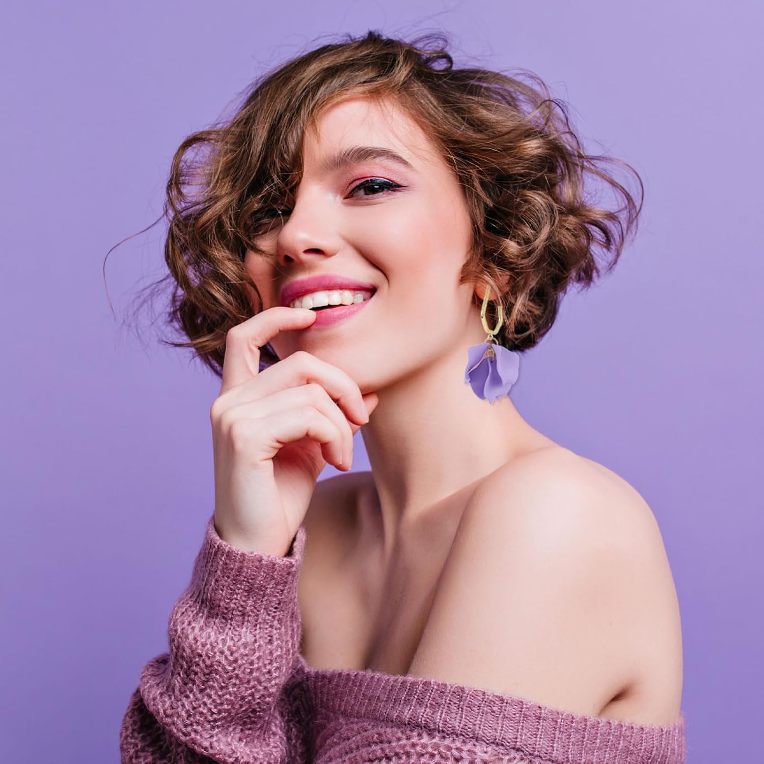 Flower Dangle Earrings for Women Trendy Boho Rose Petal Dangle Resin Earrings Floral Earrings Flower Floral Drop Earrings Party Jewelry Gift for women - Image 2