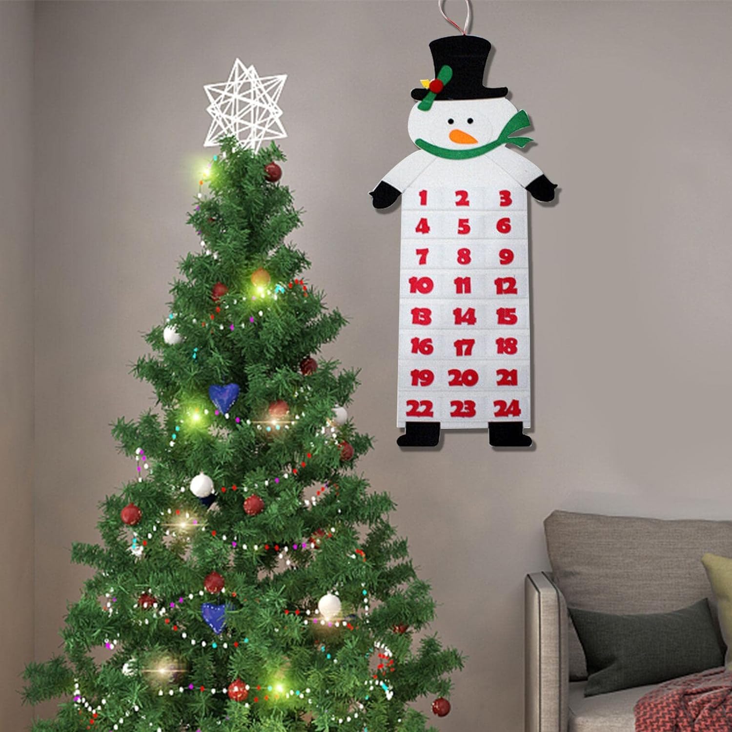 Amazon.co.jp: ポケット付きクリスマス アドベント カレンダー,サンタ