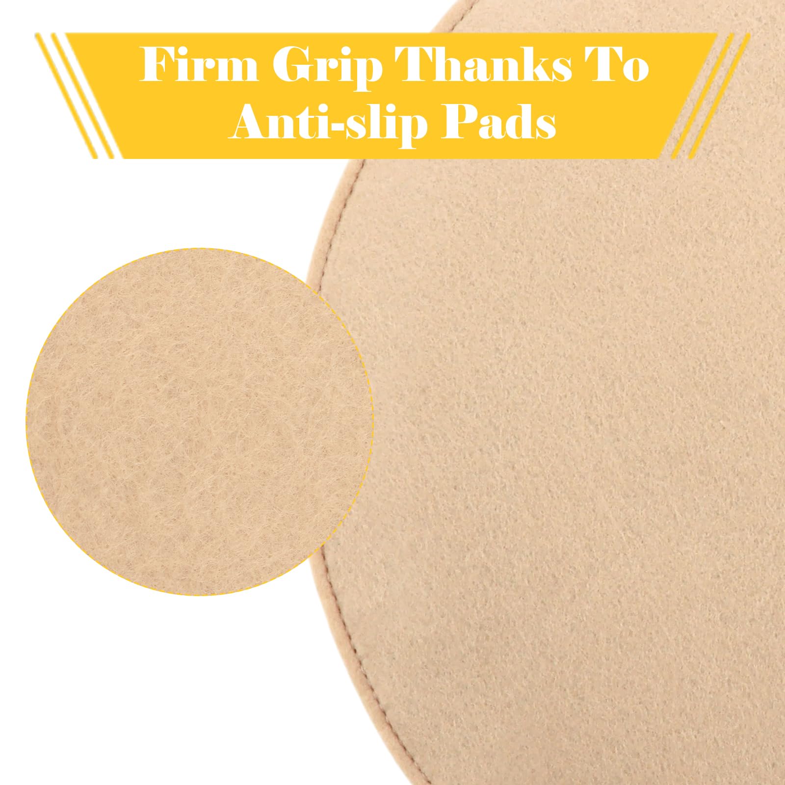 APACALI 8 cuscini rotondi in feltro antiscivolo, 35 cm, con gommini antiscivolo, per tutti i tipi di sedie, per interni ed esterni, beige