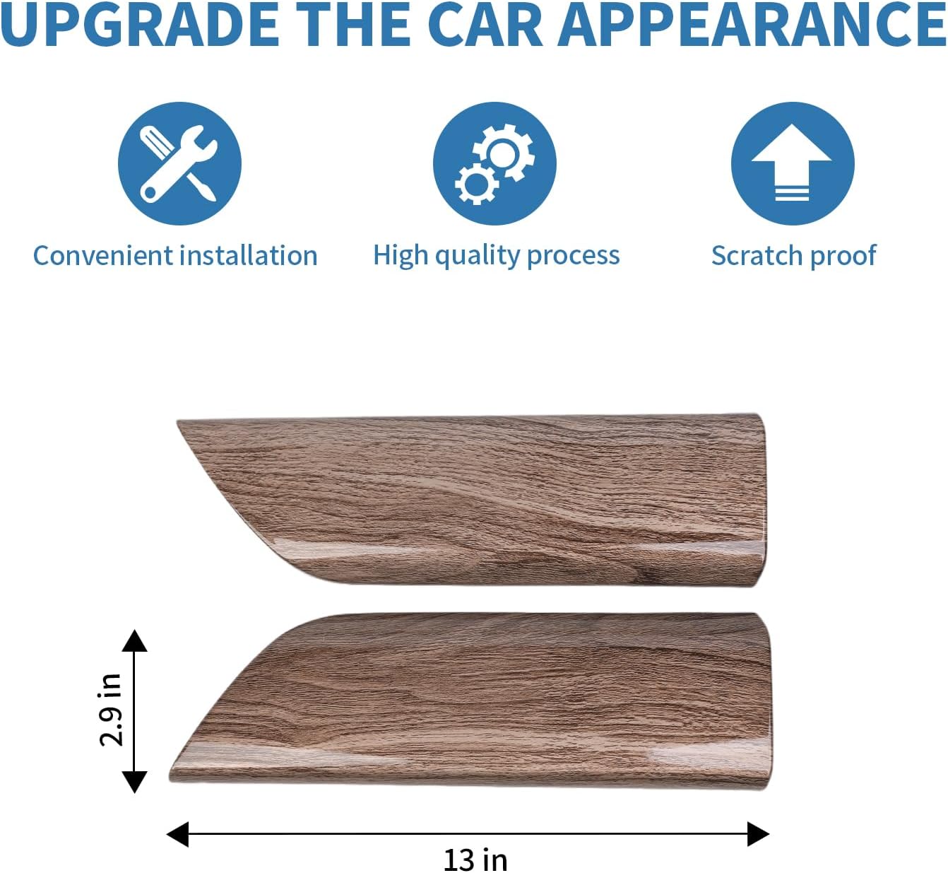 for Silverado Front Door Panel Trim Cover for Chevy Silverado GMC Sierra 2019-2022 Brown Wood Grain Interior Accessories 2pcs