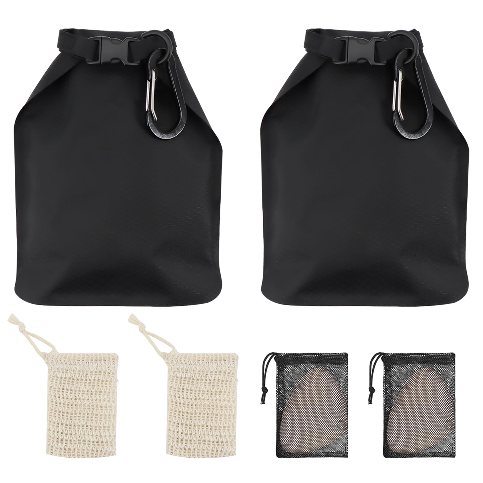 lafo Travel Soap Bag Waterproof Leakproof Travel Soap Case with Soap Lathering Bag and Carabiner, Portable Sealed Storage Bag Quick Dry Soap for Travel, Camping, Outdoor (black)