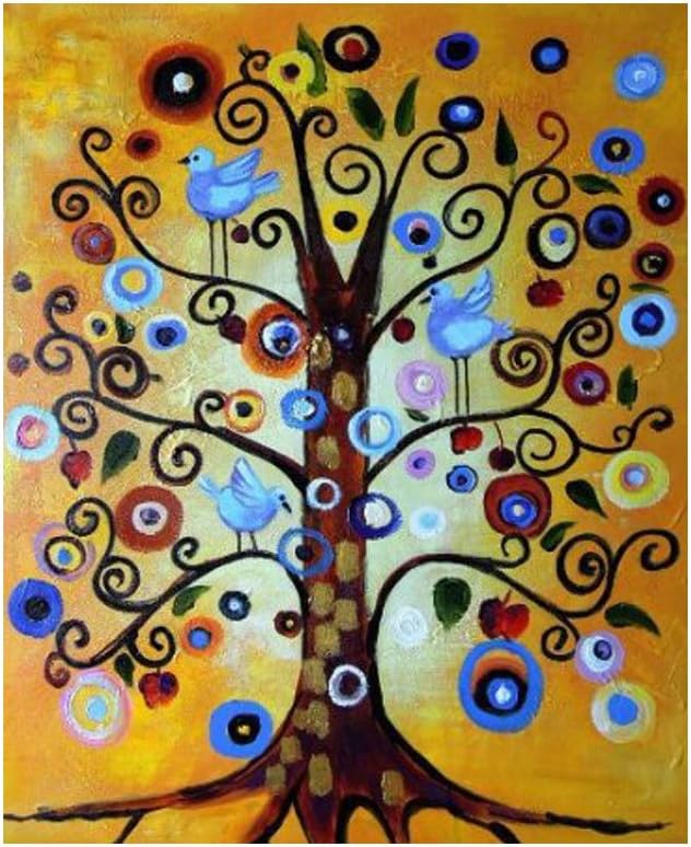 Rflkt Klimt, Tree of Life - Large Fine Art oil on canvas painting and craftsmanship, hand made wall art from transcription of the inspiring work of Gustav Klimt