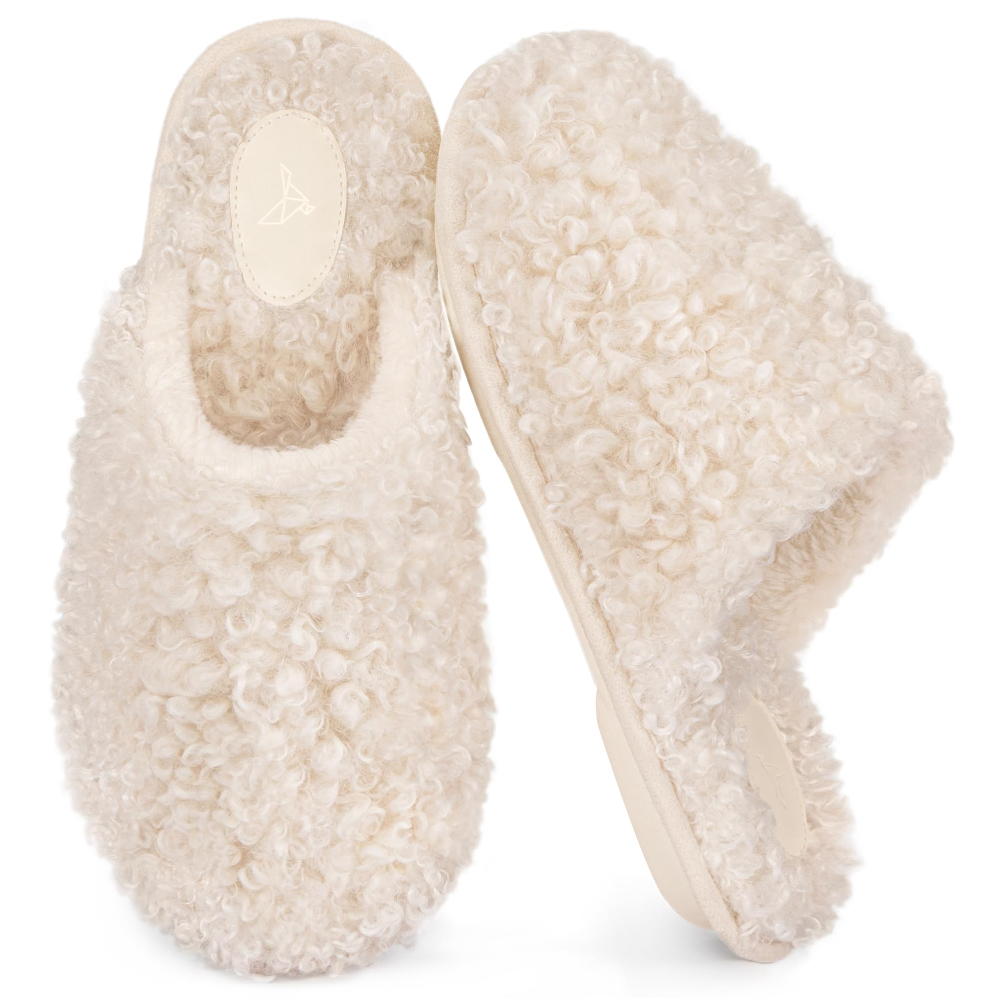 RockDove Women's Twirl Fleece Cozy Scuff Slippers with Memory Foam, Indoor Non-Slip Rubber Sole, Gift-Ready House Shoes