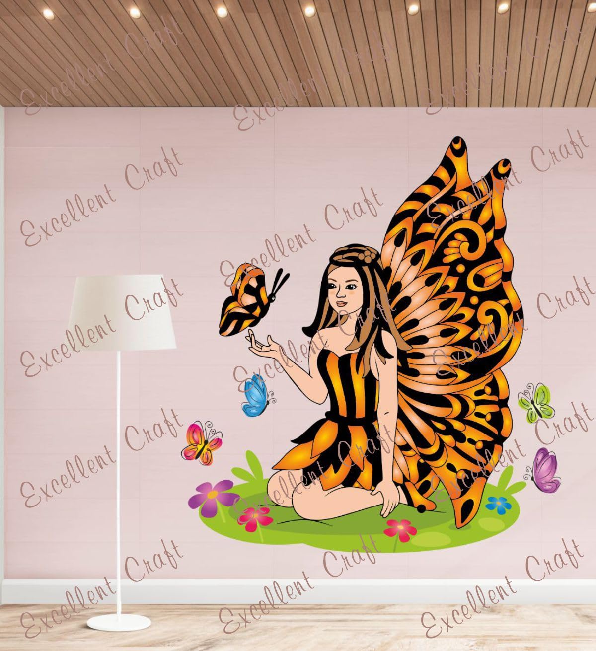 Delight Art Fairy and Butterfly Design Wall Sticker Size - (58