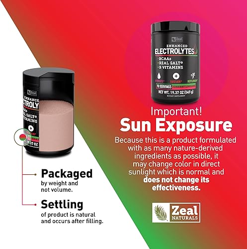 Miniatura 7 de Polvo de electrolitos mejorados Cherry Limeade  90 unidades + BCAA, vitaminas B y sal real  Polvo de hidratación con potasio, sodio, zinc y magnesio