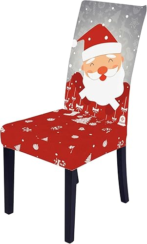 Miniatura 9 de Juego de 6 fundas elásticas para sillas navideñas para comedor, con nudo de lazo, fundas para sillas extraíbles, antideslizantes, lavables,
