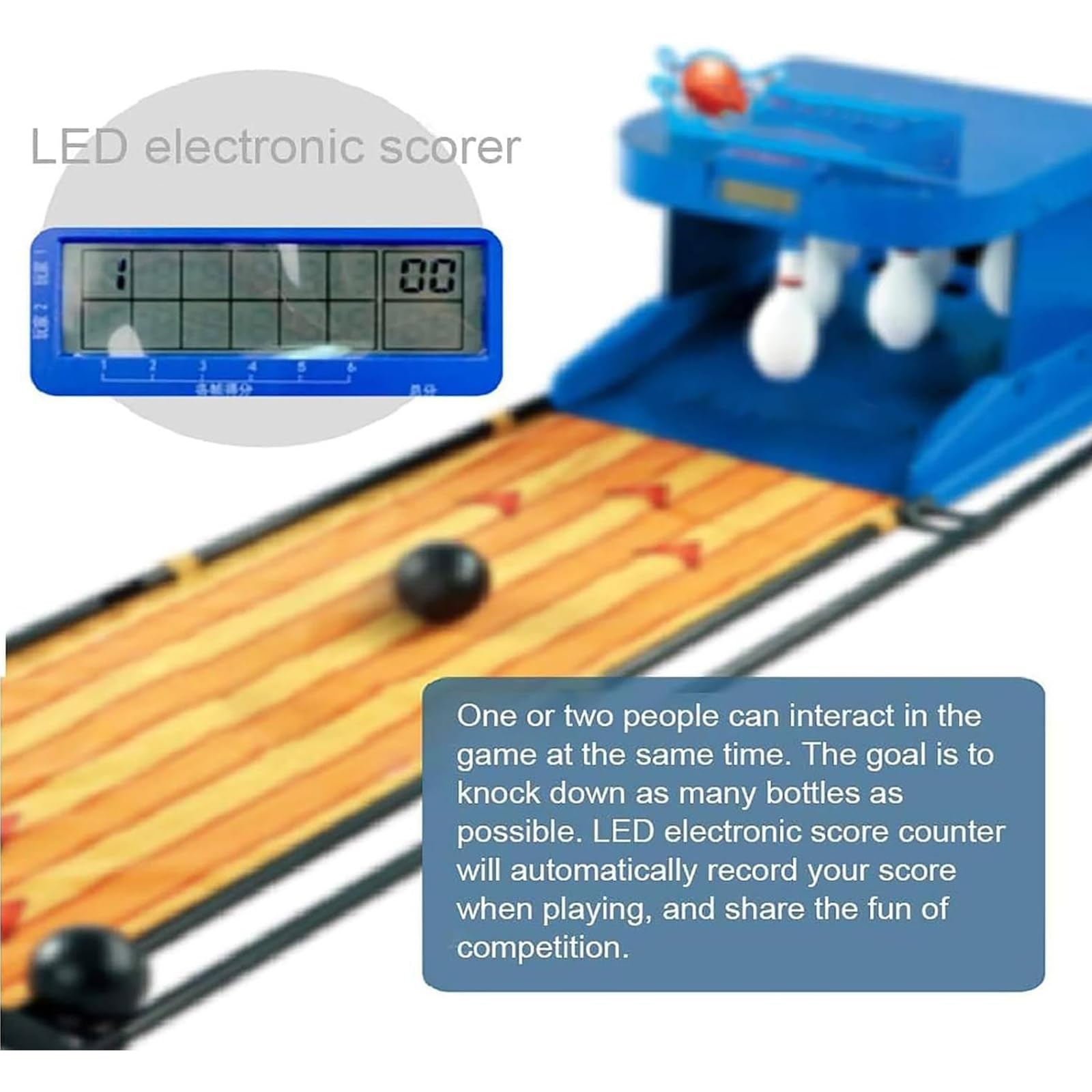 Juego Electrónico De Bolos Led - Consola Deportiva De Bolos para Interiores con Reinicio Automático Y Marcador para Niños, Niñas Y Adultos. 2m