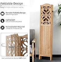 Vista 54 de Panel divisor de habitación de 4 paneles, pared divisora de habitación de 5.6 pies de alto y pantalla de privacidad plegable, panel divisor de pared