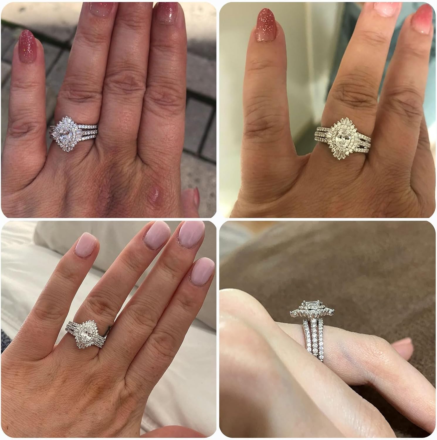 Newshe Jewellery Vintage Engagement Rings for Women AAAAA Cz Wedding Band Ring Enhancer Bridal Set 3.5 Ct 925 Sterling Silver Halo Size 5-10 - Image 2