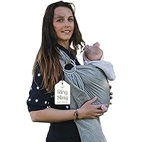 Vista 11 de Portabebés con Eslinga de Anillo - Probado en Laboratorio de EE. UU., 100% Algodón Muslin Natural, Eslinga de Anillo transpirable y ergonómica Beige