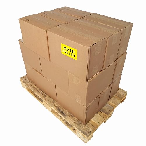 Miniatura 2 de Aviditi - Adhesivo de advertencia amarillo fluorescente de 3 x 5 pulgadas, "paleta mixta", para envío, manipulación, embalaje y mudanza (1 rollo de