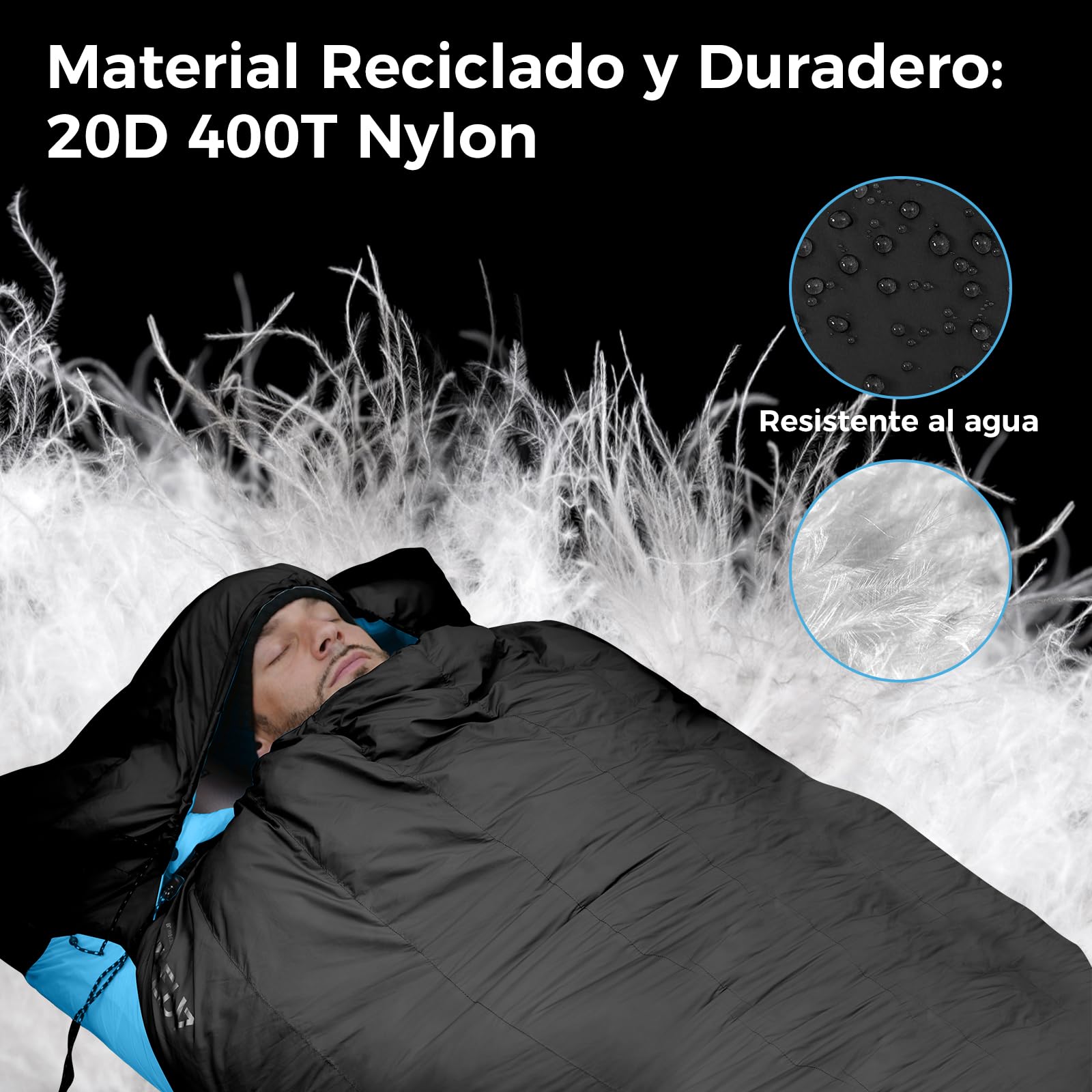 ATEPA Sacos de dormir de plumón, saco de dormir exterior para calor e impermeable, 3 en 1 adecuados para 3 estaciones, ideal para adultos en viajes, camping, se puede combinar con una colchoneta