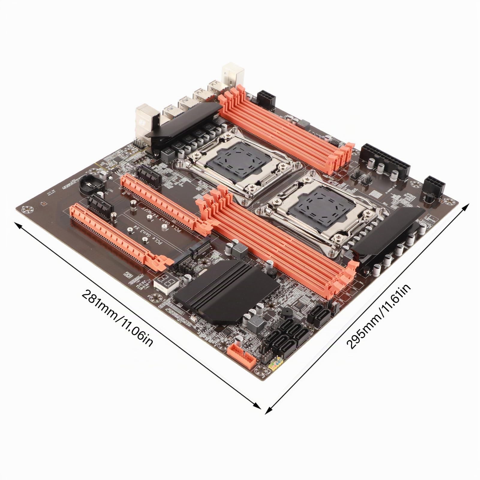 X99 Dual Socket Desktop Motherboard, LGA 2011-3 CPU Mainboard For Studio Computer Game Simulator E5CPU (DDR4 3000/2666/2400 / 2133MHz, PCI-E, SATA3.0, USB 3.0, USB 2.0, RJ45, PS / 2, CR2023, RTL8111H)