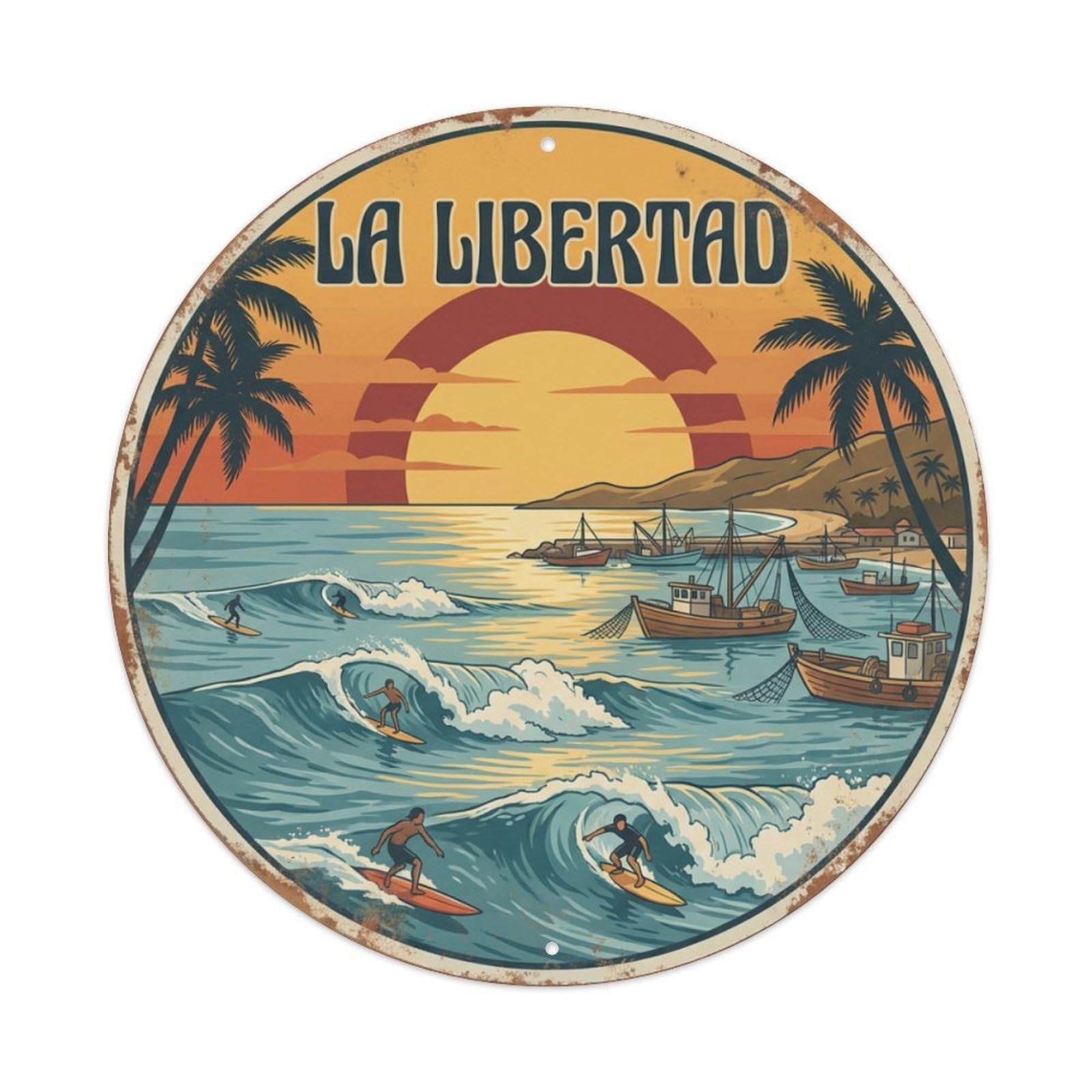Retro Travel El Salvador La Libertad Metal Tin Sign