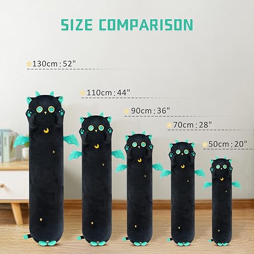 Miniatura 7 de Mewaii 2 almohadas largas de felpa para el cuerpo, 44 pulgadas, lindos animales de peluche kawaii suaves, almohada de peluche de gatito, juguete de