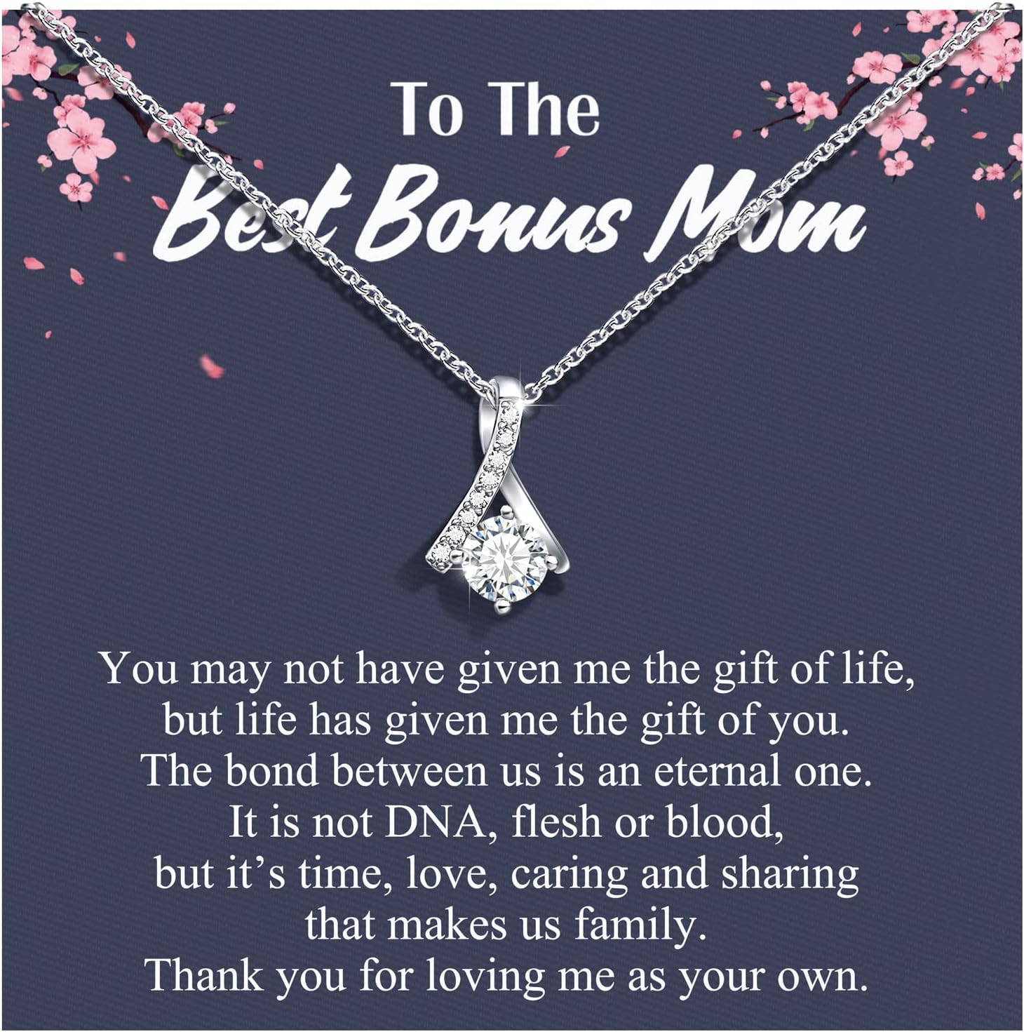 UPROMIDainty Necklace for Bonus Mom/Boyfriend's Mom/Mother of the Bride/Mother of the Groom/Daughter, Wedding Gifts