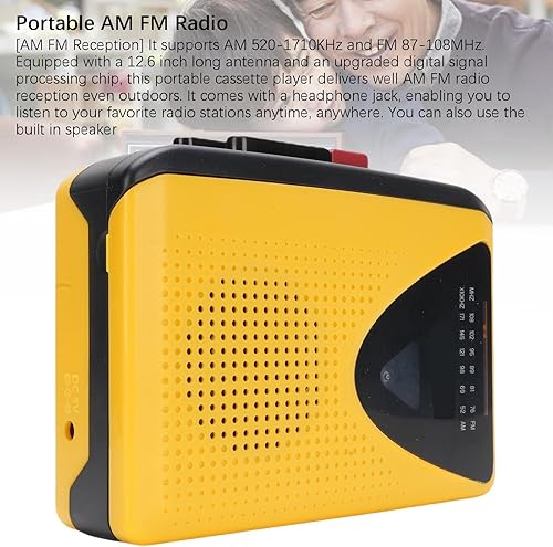 Miniatura 6 de Zopsc Reproductor de casete retro con radio AM FM, función de grabación, soporte de altavoz Bluetooth, micrófono y altavoz integrados, diseño