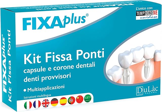 Dental Bridge Repair and Crown Repair Kit with Temporary Dental Cement Medical Device TempBond NE, Multi-Application, Fast Fixing - Tooth Cement for Dental Bridges, Crowns, Teeth Implants - Dulàc