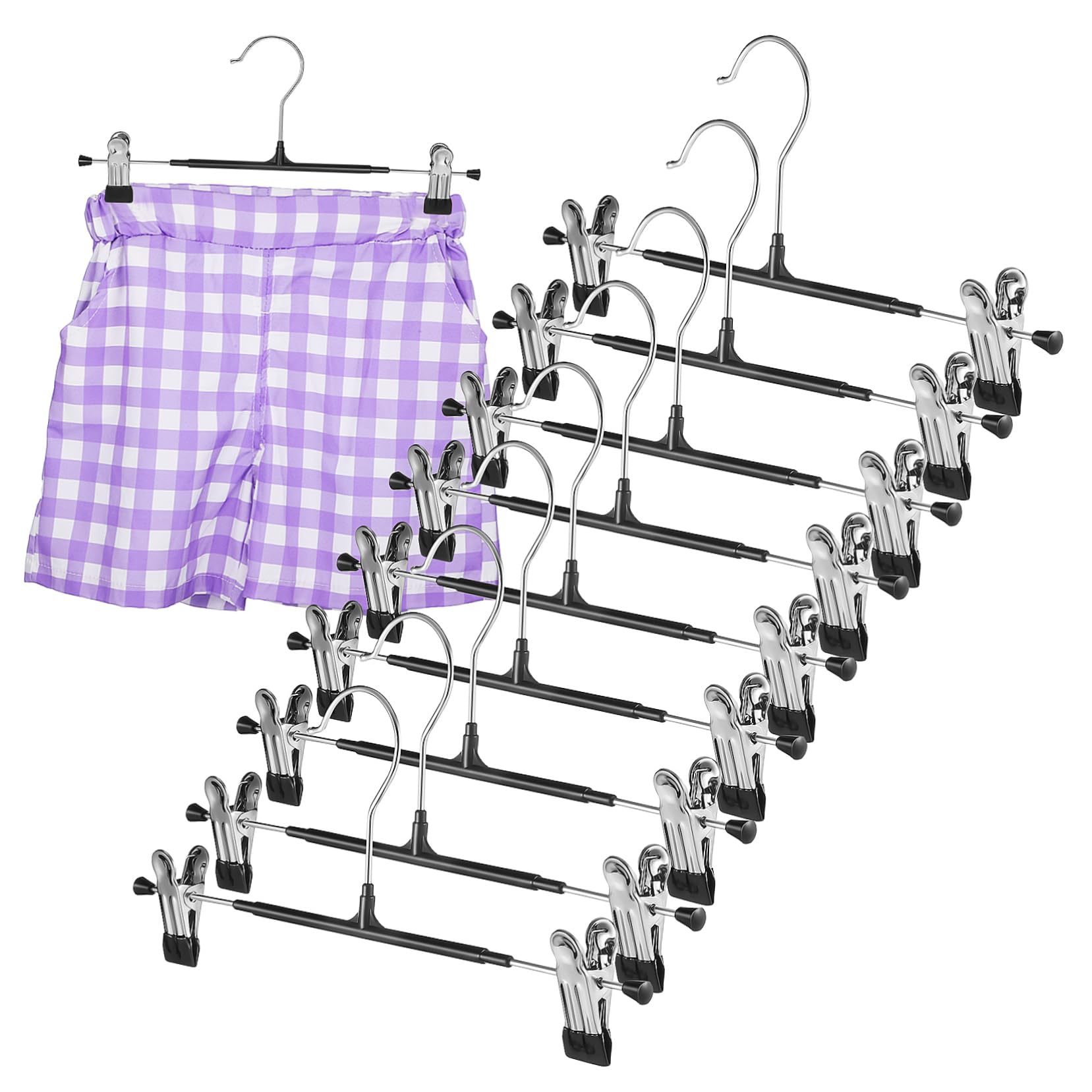STOBAZA 10 Pcs Heavy Duty Hangers with Clips Space Saving Pant Rack for Coats Leggings Skirts Jeans and Scarves Multi Functional Closet Organizer