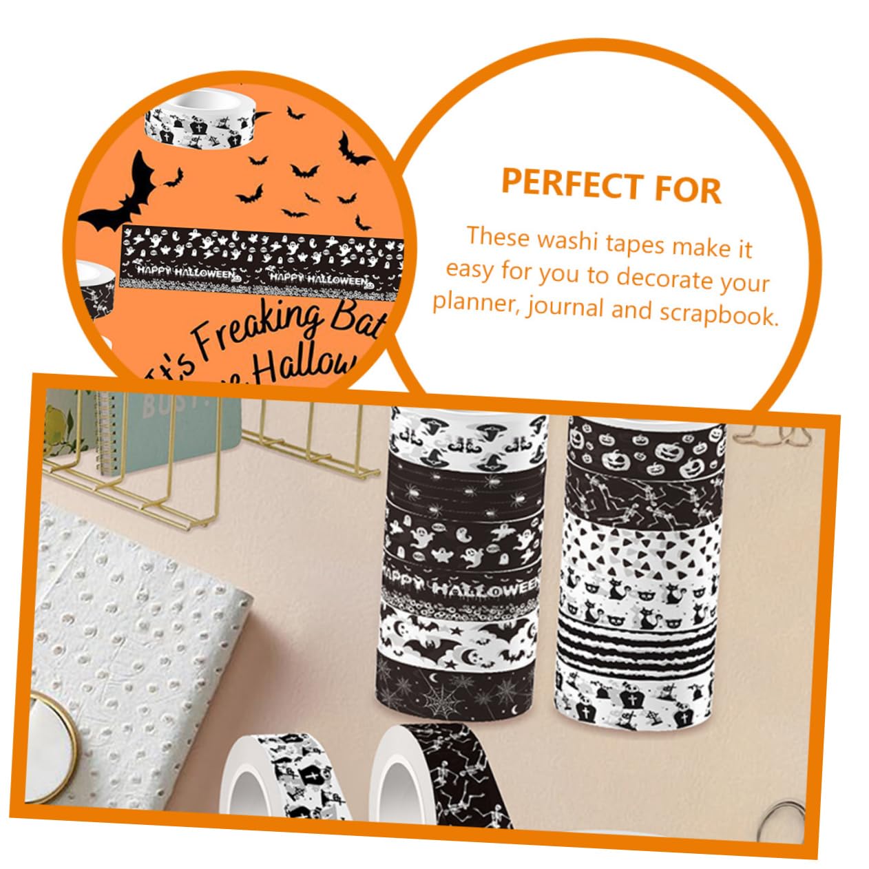 5 Set Nastro Decorativo Per Borsetta Di Halloween Distributore Di Nastro Adesivo Nastro Di Halloween Decorazioni Festa Halloween Addobbi Festa Halloween Nastri Washi 12 * 5