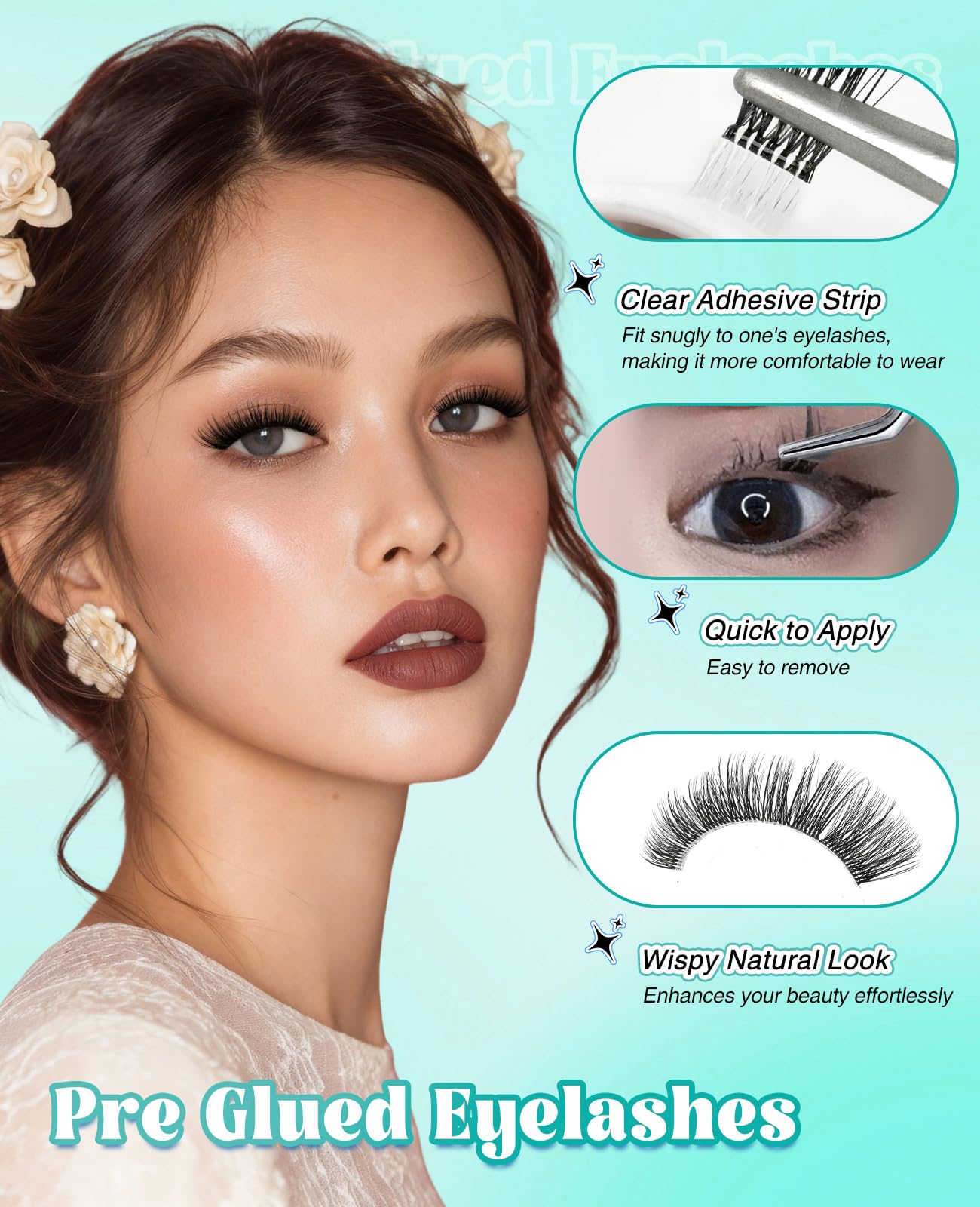 Obeyalash Ciglissime Press E Go Autoadesive 130pcs Cluster Lashes Ciglia Press and Go Ciglissima Wispy C Curl 8-14mix No Glue Eyelashes Self Adhesive Eyelash Natural Stick On Lash Resuable (YLB09)