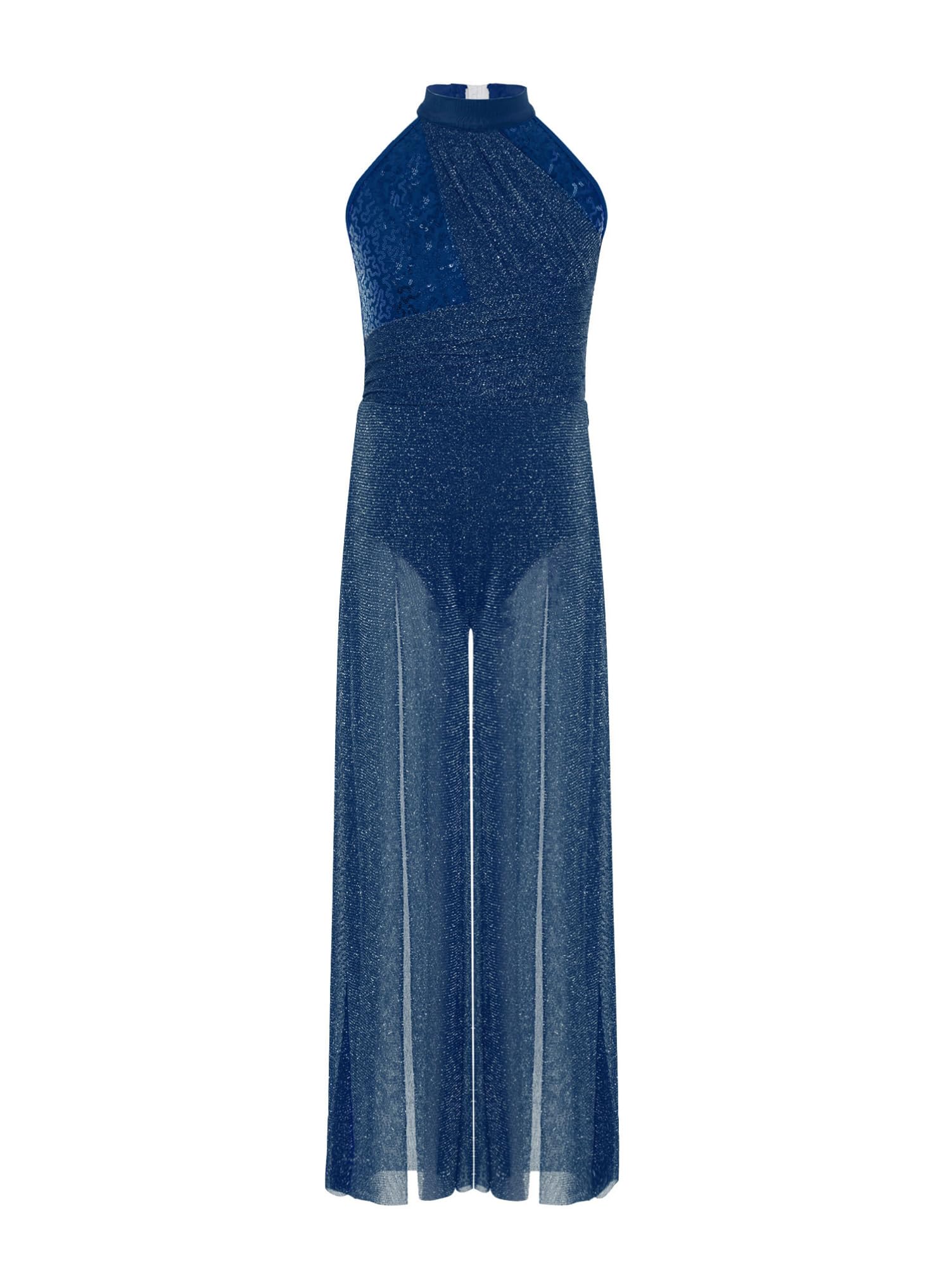 Alvivi Mädchen Lyrisch Tanzkleid Ärmellos Turnanzug Glitzer Gymnastikanzug Trikotanzug Pailletten Overall Jumpsuit Contemporary Tanzkleidung