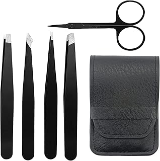 Eyebrow Tweezers Professional Set, 5 Pcs Eyebrow Tweezers, Women Men - Great Precision Tweezers Set for Ingrown Hair Eyelash Extension Eyebrows Plucking Stainless Steel Tweezers