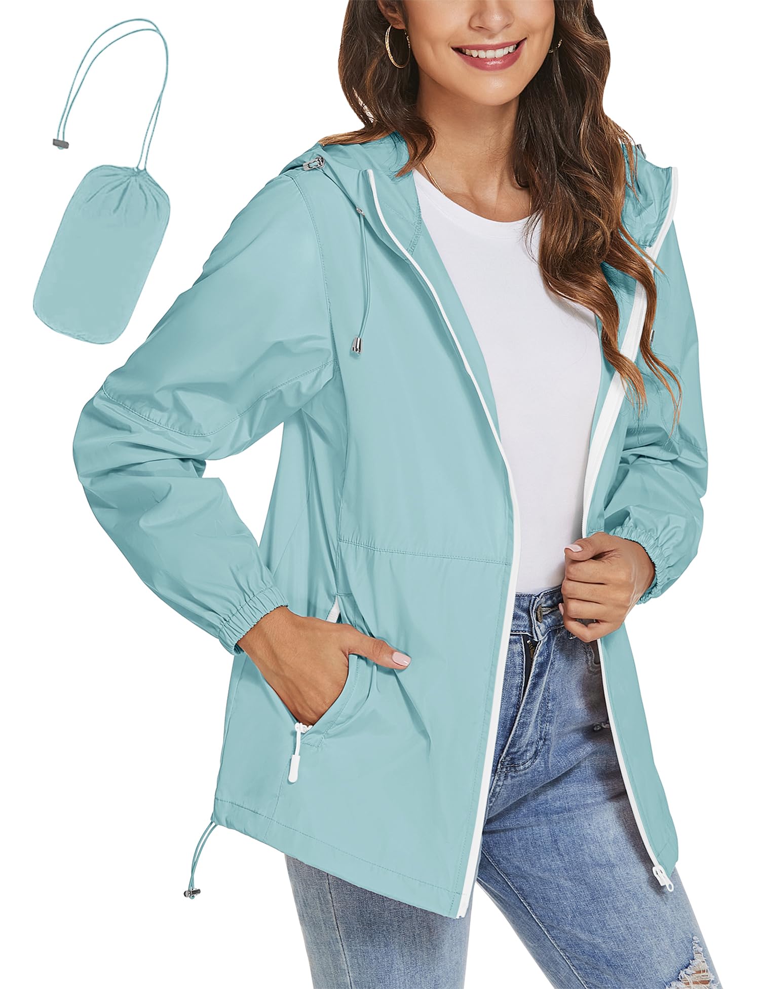TCOT Womens Rain Jackets Waterproof Windbreaker Jackets lightweight Portable Rain Coat
