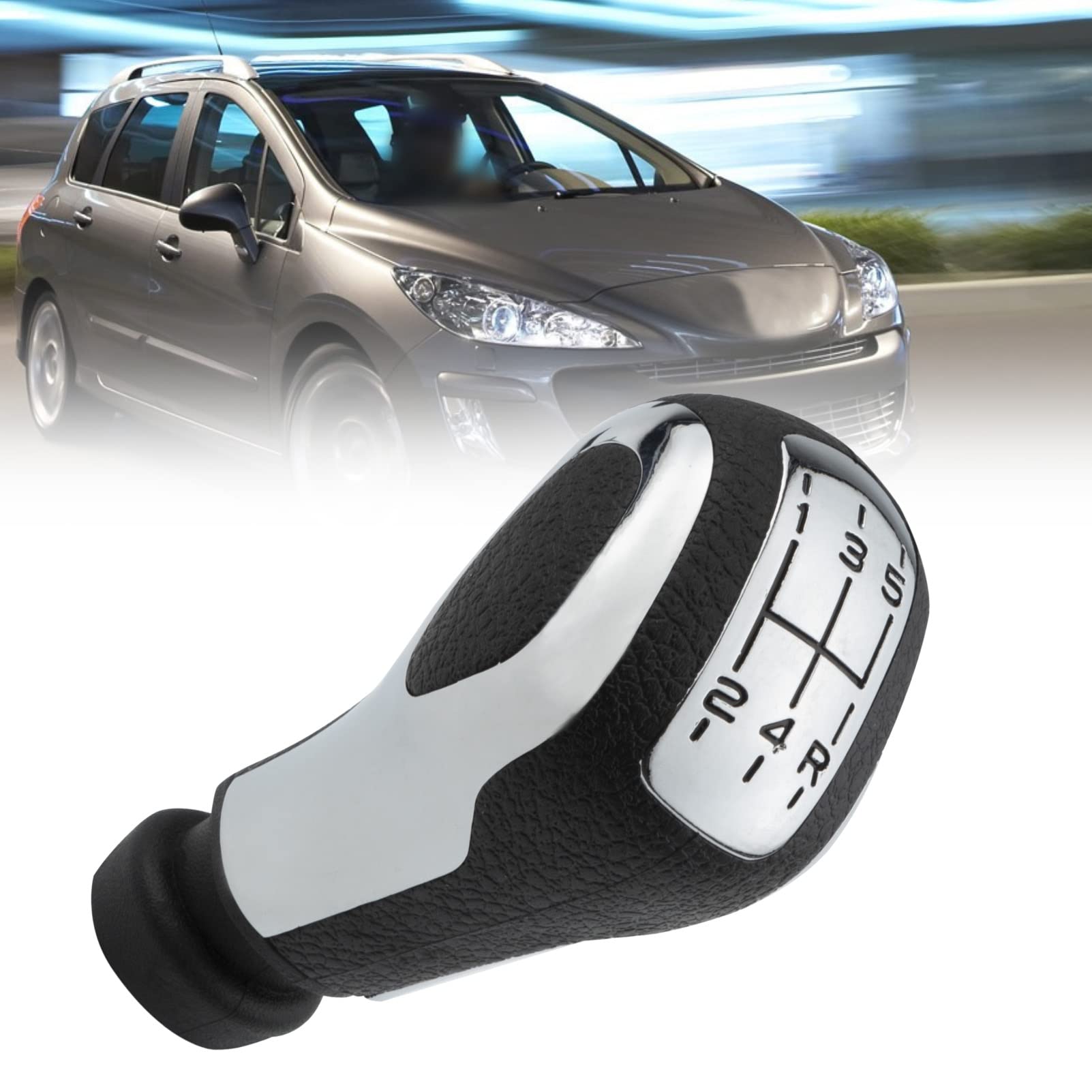 Pommeau Levier Vitesse 5 Vitesses Cuir PU | Pour Peugeot 206, 307, Citroën C3, C4 Et Plus