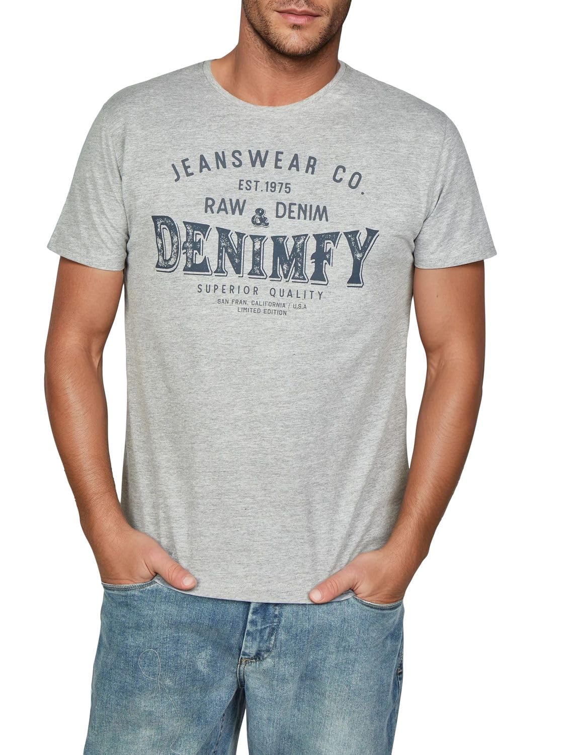 DENIMFY Tshirt Herren Baumwolle Regular Fit DFNuri 4er Pack Set Rundhals Kurzarm Sommer Tee Shirt Logoprint Schwarz Weiß Blau Grün Rot Grau S M L XL XXL 3XL 4XL 5XL