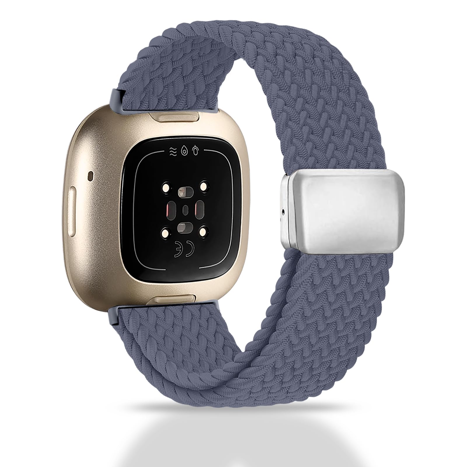Chinbersky Geflochtenes Armband Kompatibel mit Fitbit Versa 4 Armband/Fitbit Versa 3 Armband/Fitbit Sense Armband, mit Magnet Verschluss Elastisches Nylon Band für Fitbit Versa 4/Versa 3/Sense 2/Sense