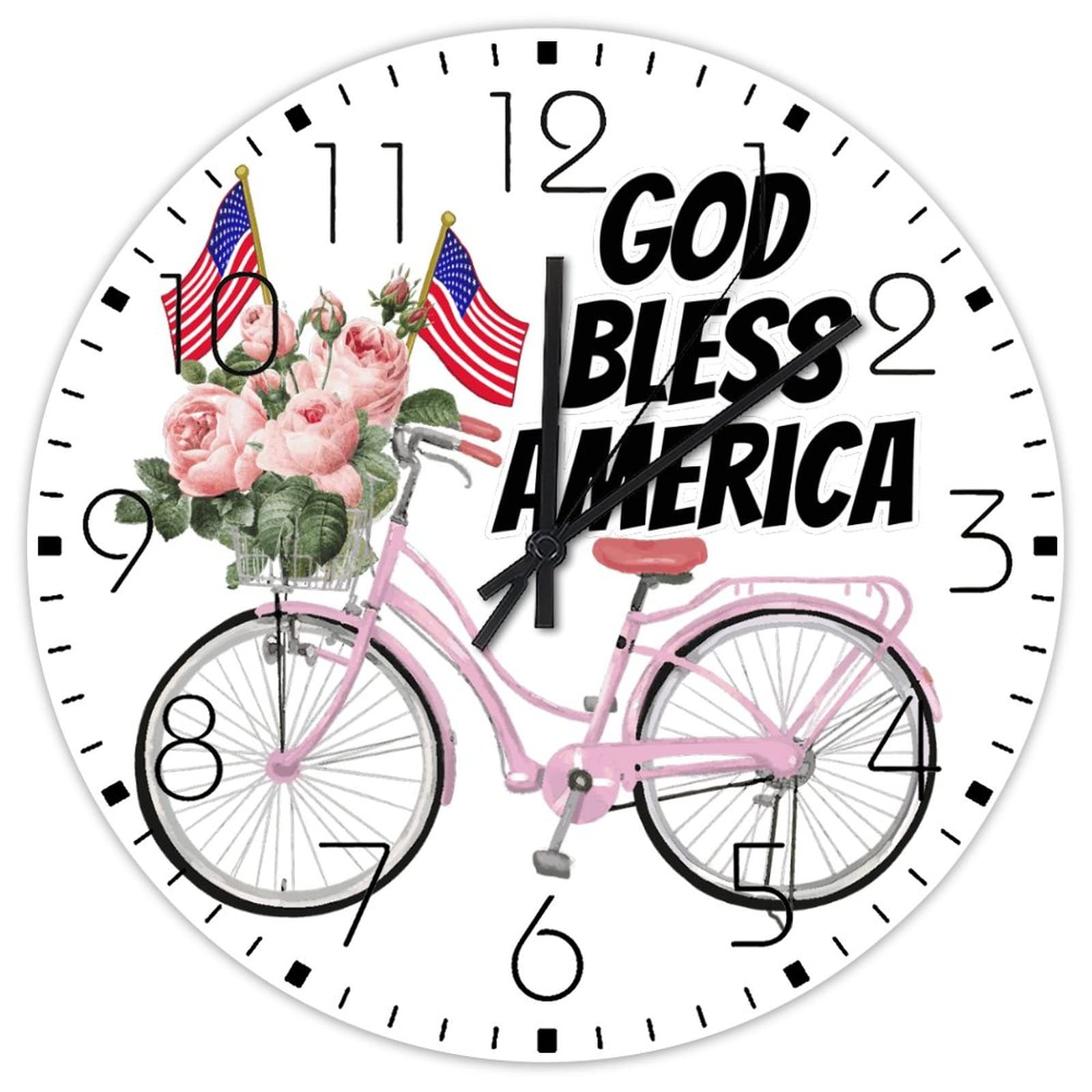 Horloge murale en bois ronde drapeau américain déco rustique église