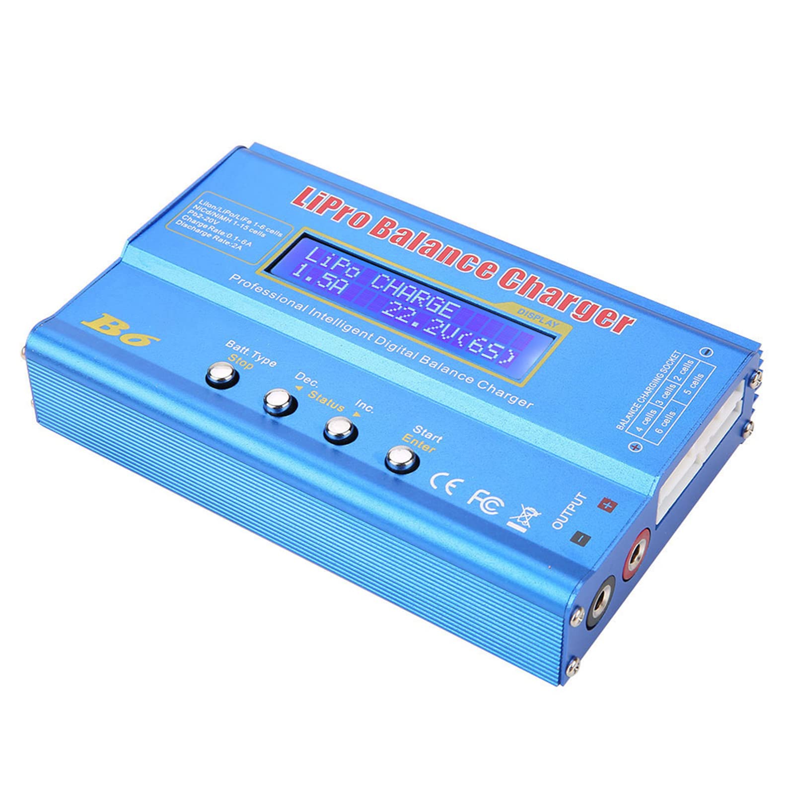 Jadeshay Cargador de Equilibrio,80W Cargador Lipo Descargador de Equilibrio para LLiPo NiMH RC Batería,con Pantalla LCD (EU Plug)