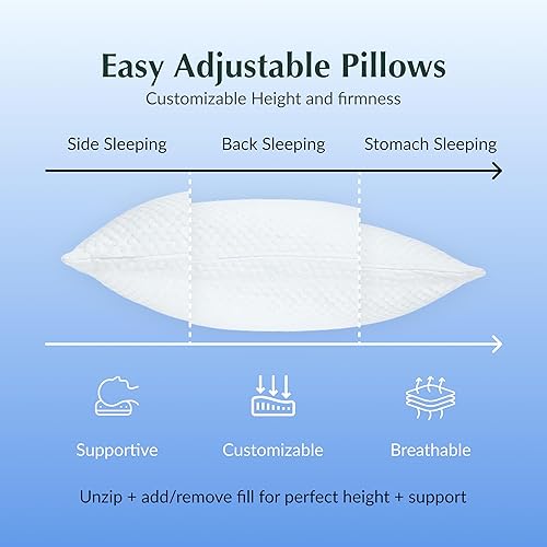 Miniatura 4 de Buffy Cloud Cooling Pillow - Almohada de espuma ajustable de 2 generación, hielo frío toda la noche, certificado CertiPUR-US, funda lavable, tamaños