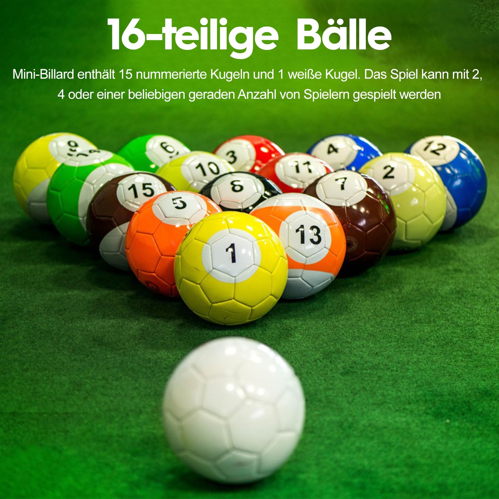 16 Teiliges Leder FußBall Pool Kick Billard Set, Sportspiel FüR Erwachsene, FüR HinterhofräUme, AußEn- Und Innenbereich