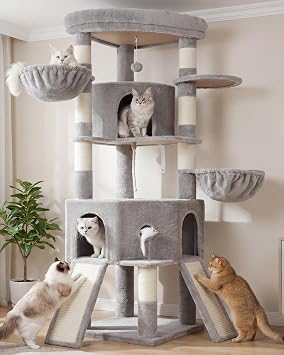 Cat Tree, 73-Inch Sturdy Corner Cat Tower for Large Cat VCT021W