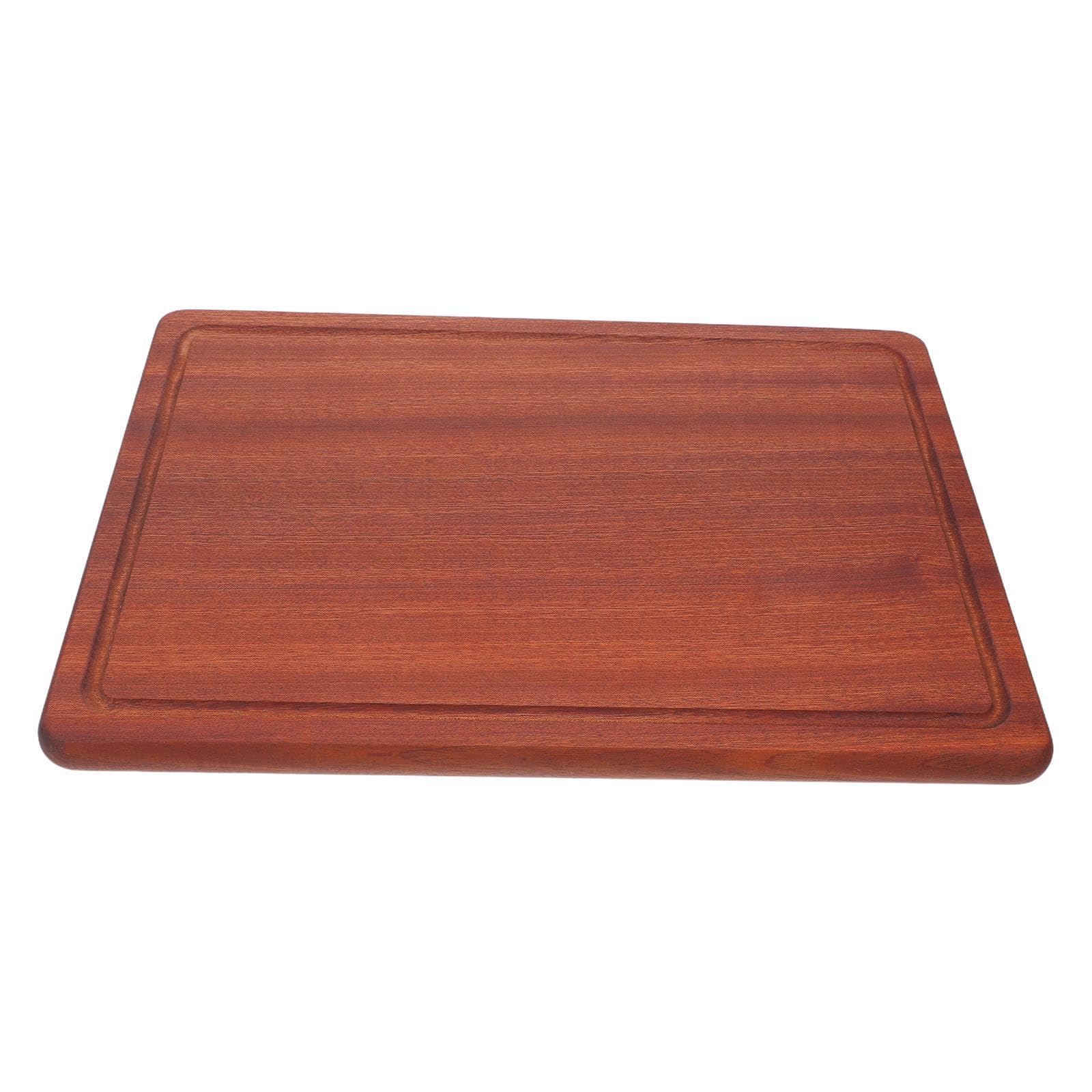 VOSAREA Massives Schneidebrett aus Akazienholz mit Saftrille 40cm lang Stabiles Blockdesign für Steak und Gemüse zum Brotschneiden in Küche