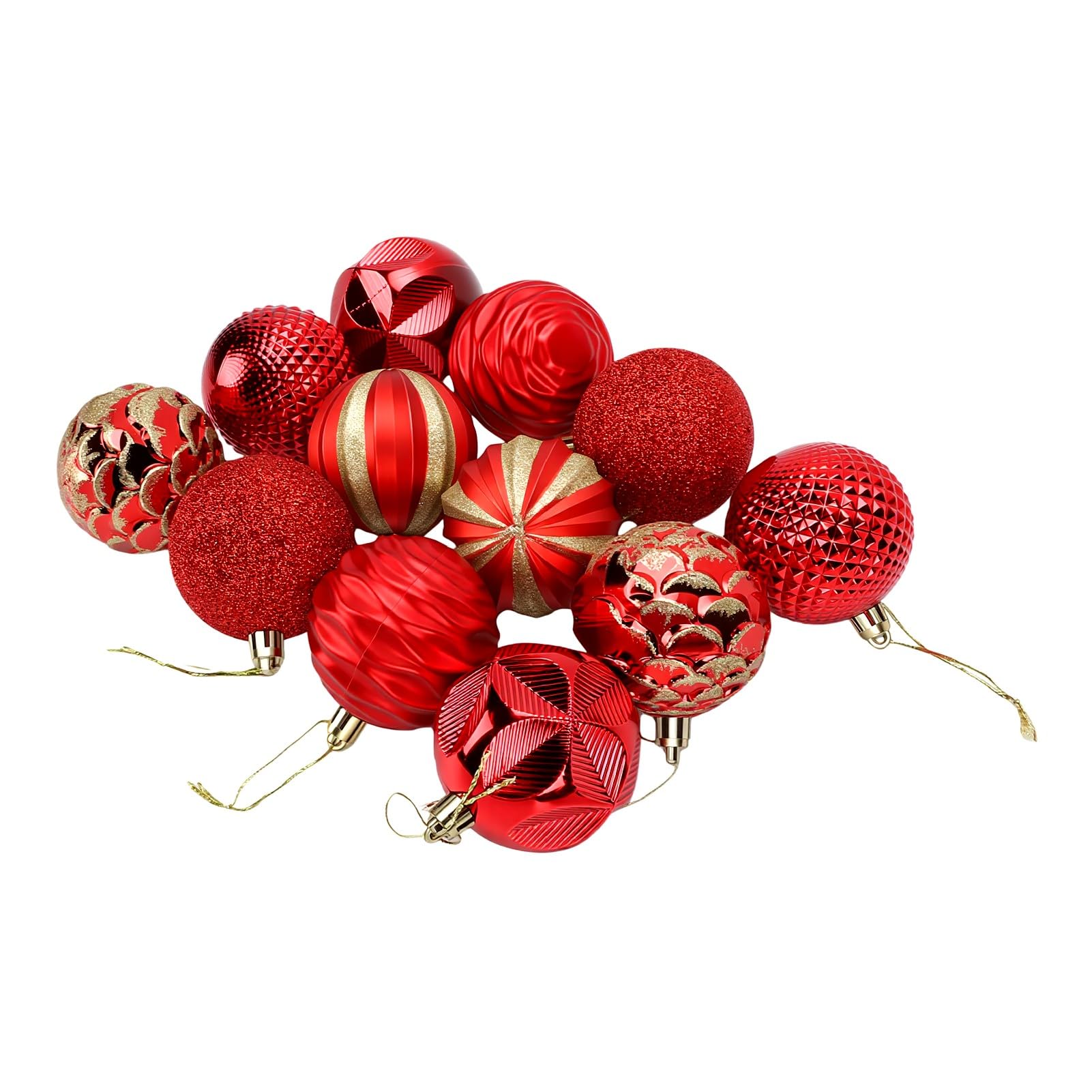 Cocoarm 12 Pezzi Ornamenti Natalizi Sferici Infrangibili, 6cm (rosso)