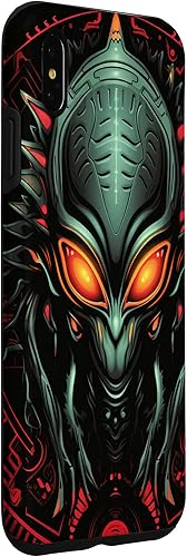 Vista 15 de iPhone 14 Pro Cute Green Alien Head UFO Space Face Alien Case