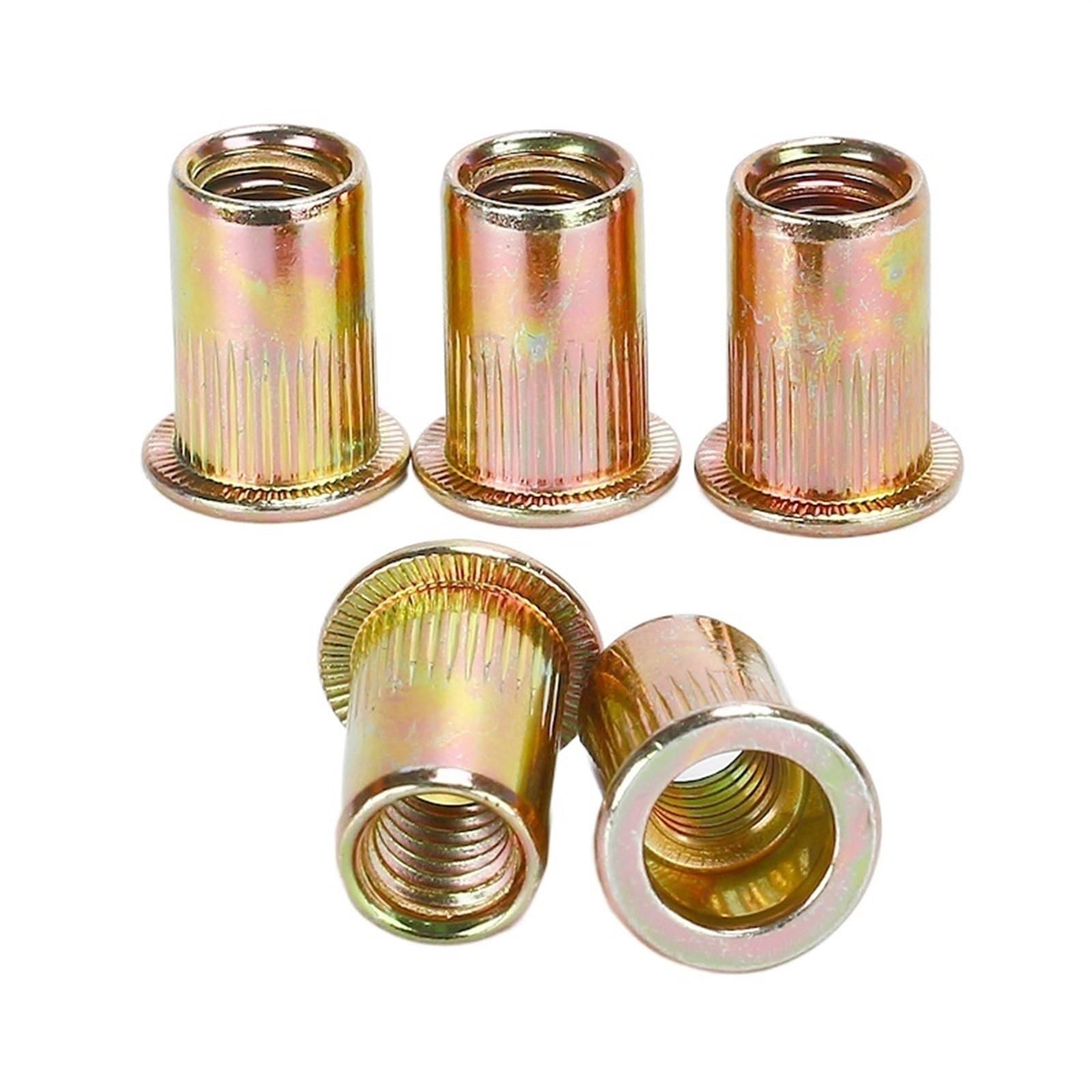 Inserto filettato a Testa Piatta per Dadi, Dadi a Rivetto Piatto filettati in Acciaio al Carbonio zincato M3-M6 Multicolore Confezione da 100(M6)