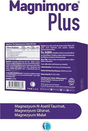 Magnimore Plus Magnezyum 60 Tablet N-Asetil Taurinat Bisglisinat Malat (2 paketi)