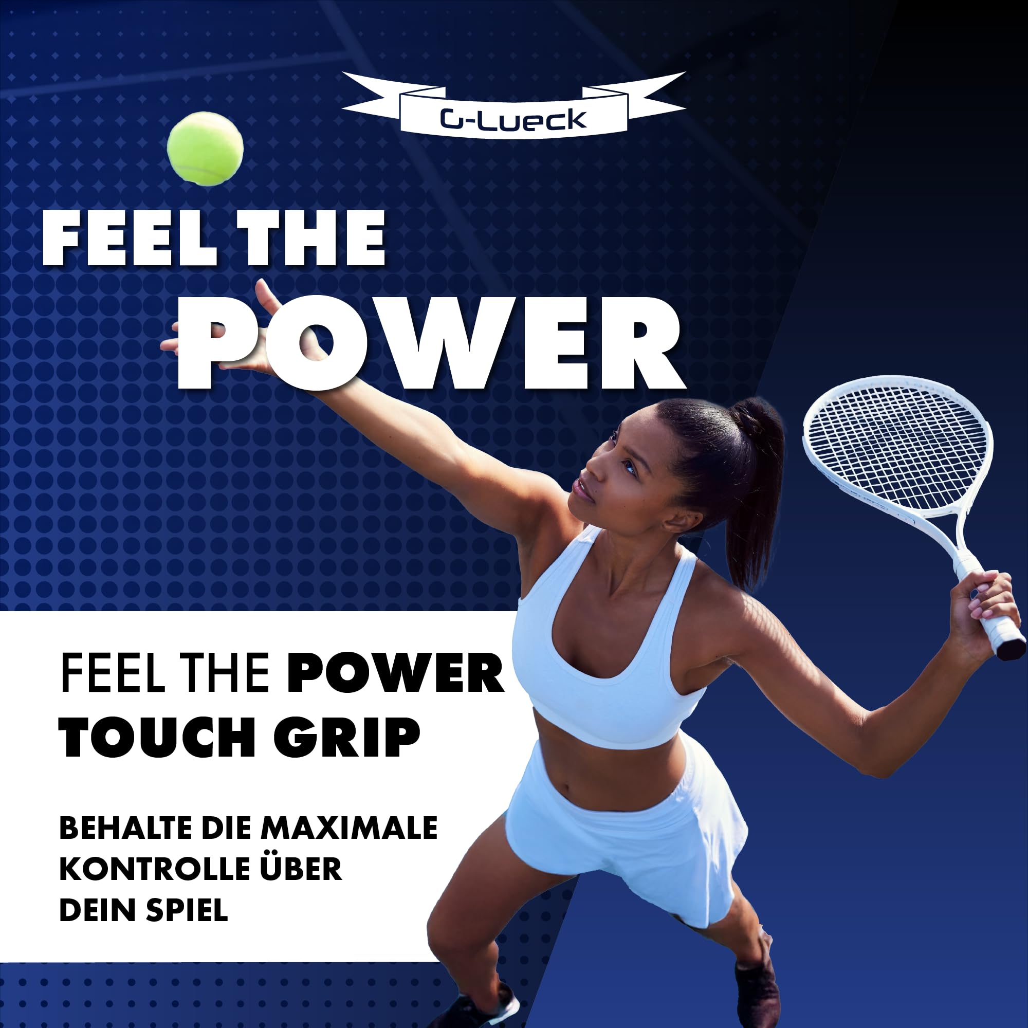 G-Lueck Übergriffband Set Tennis Premium Overgrip Power Touch - Hoher Grip, Lange Haltbarkeit - 0,60mm dünn | für Padel, Squash, Badminton Schläger - rutschfest & Tacky