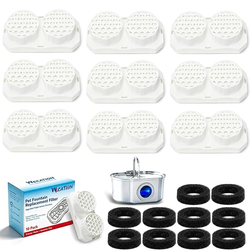 Filtro de Reposição para Fonte de Água para Gatos WECATION, com Esponjas para Bomba Compatível com Neareal, 20 Unidades