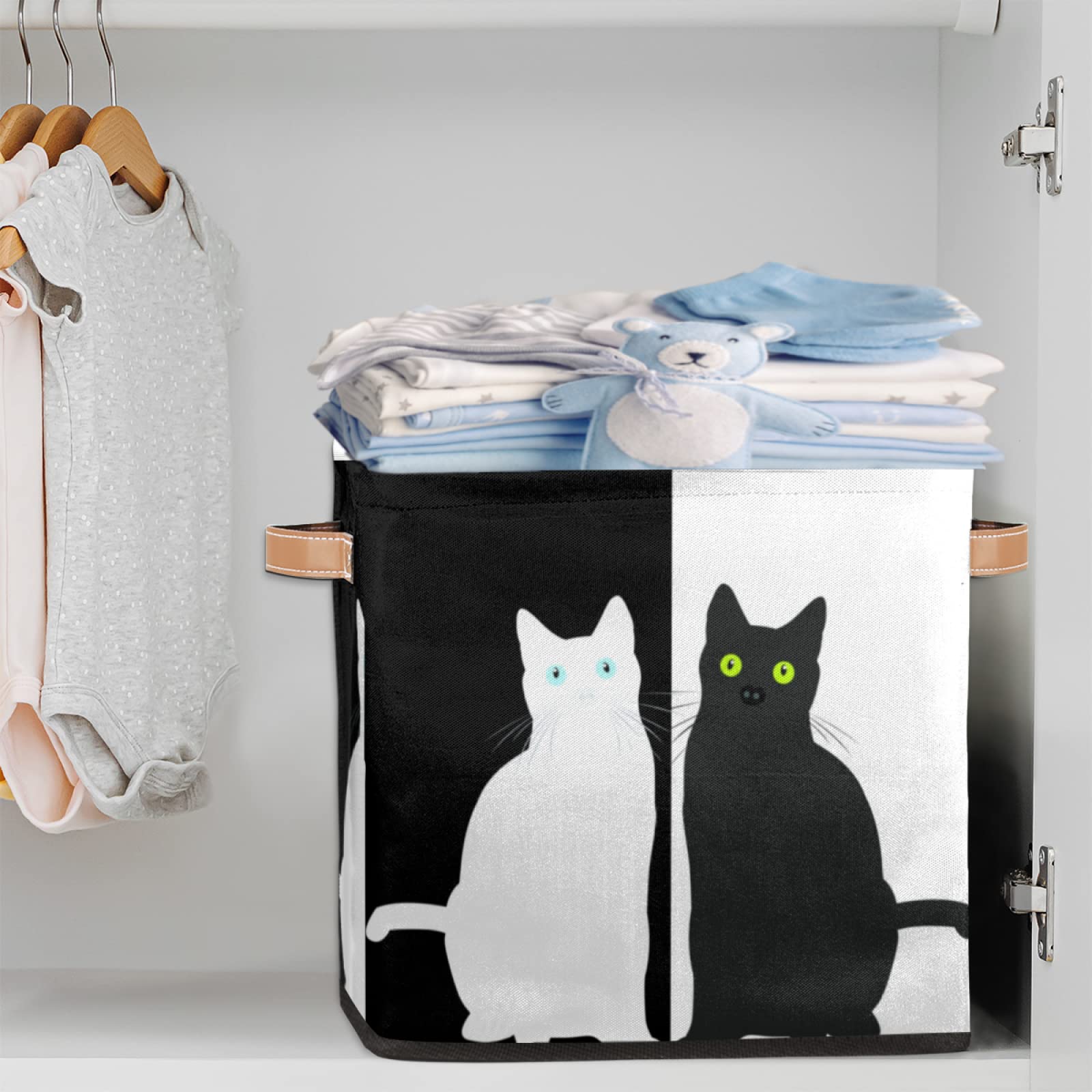 Grckit Cestini portaoggetti con coperchio, a forma di gatto, pieghevoli