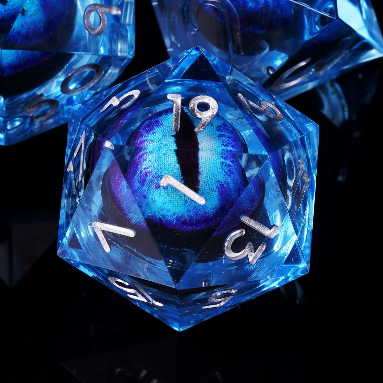 ORUZA 7 Stück Drachenauge Polyedrische Harz Spielwürfel DND Würfel Set D&D Würfel für Dungeons and Dragons RPG MTG Pathfinder Rollenspiel D4 D6 D8 D10 D% D12 D20