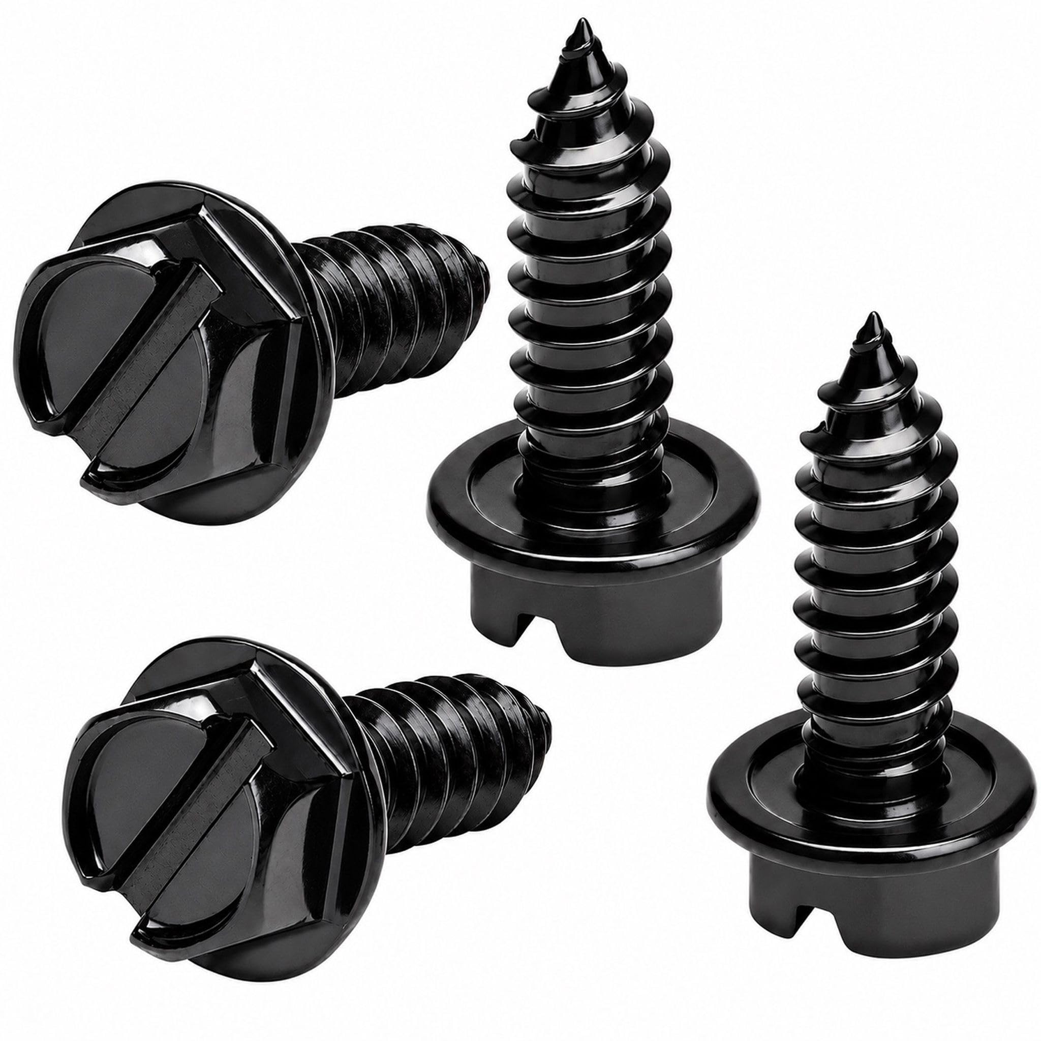OttoSpeed Rustproof License Plate Screws for US Domestic Vehicles & Select Imports – Stainless Steel Bolts for Vehicles that Use Plastic Inserts (4-Pack, Black-Slotted) Black-Slotted 4 Pack