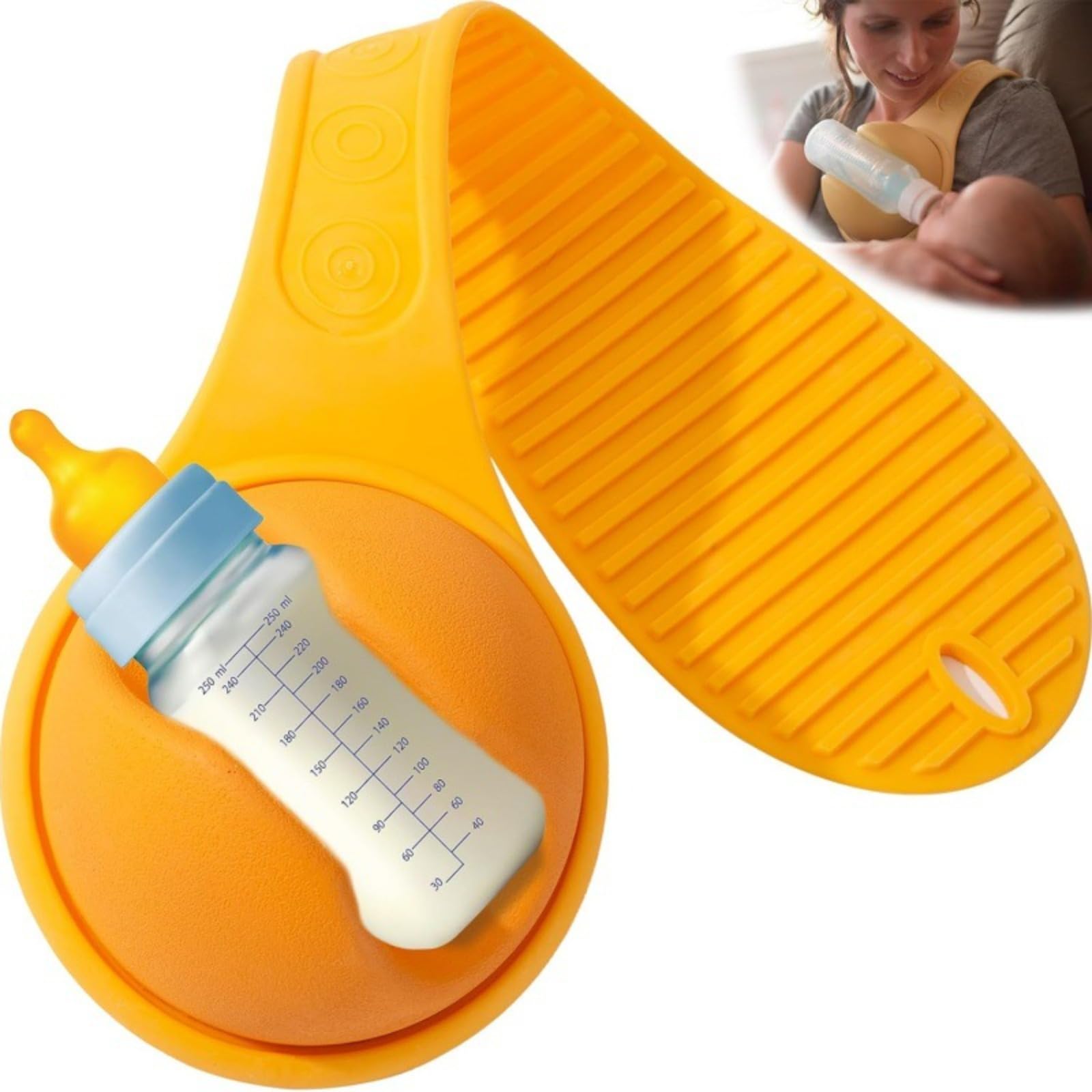 Support biberon en silicone – Porte-biberon sans mains à poser sur l'épaule, support réglable pour biberon, idéal pour l'allaitement au biberon à la maison ou en voyage