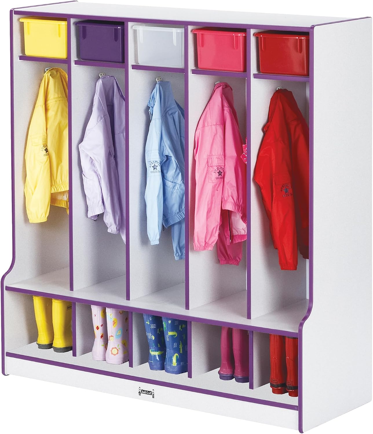 Jonti-Craft Rainbow Accents 0468JCWW003 5 Sections Coat Locker with Step, Blue