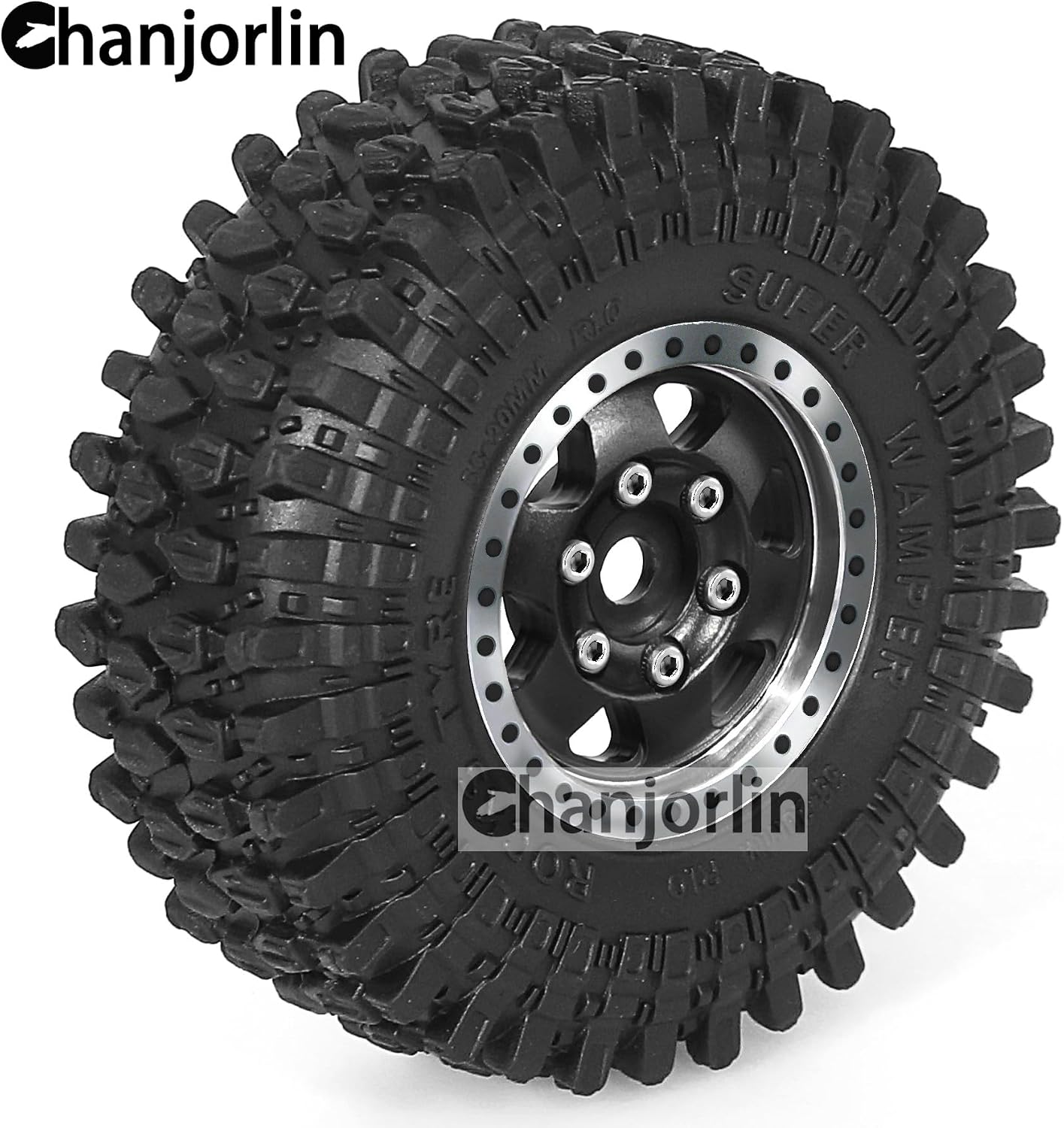 1/24 1/18 RC Tires and Beadlock Wheels Rims 6-Spoke Offset -2.5mm 1.0 Super Soft Sticky Rock Crawler Tyres for 1:24 1:18 Mud Terrain Car Axial SCX24 FMS AX24 FCX18 FCX24 TRX4M 4Pcs (Black)